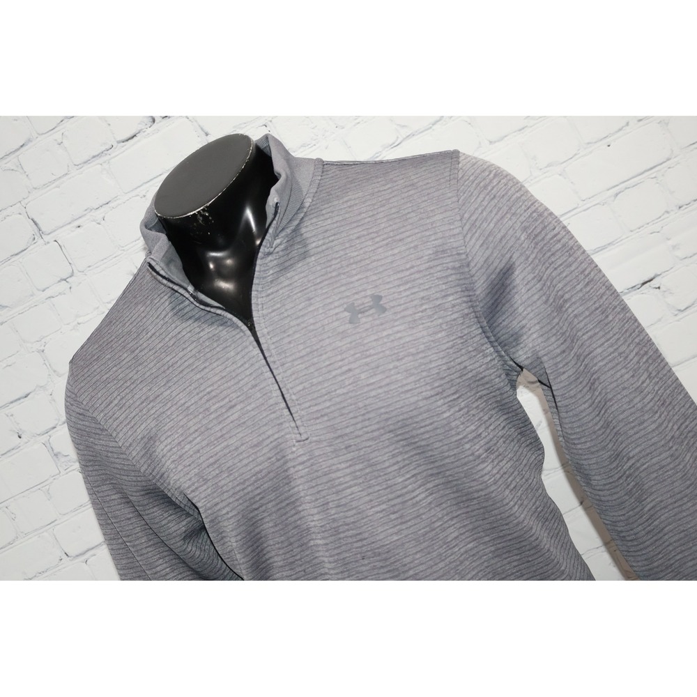 Under Armour 1/4 Zip Pullover Mens Large Gray ColdGear Ribbed Texture Golf